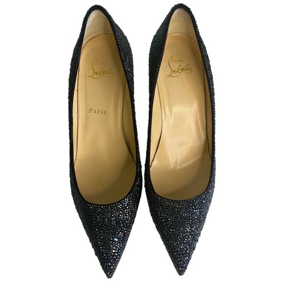 Christian Louboutin Kate 70 mm Black Crystal Embellished Pumps - IT38.5 - Picture 9 of 14